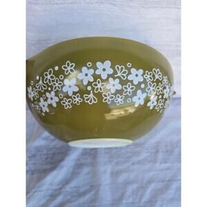 Vintage PYREX Green Floral “Spring Blossom” 2½ Qt Mixing Bowl Corning USA